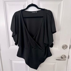Black flowy sleeve bodysuit